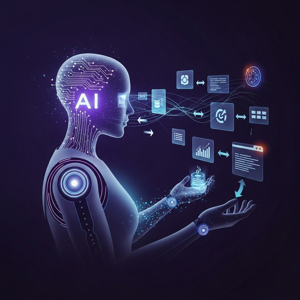 Custom AI integration diagram showing seamless connection between AI models and business systems